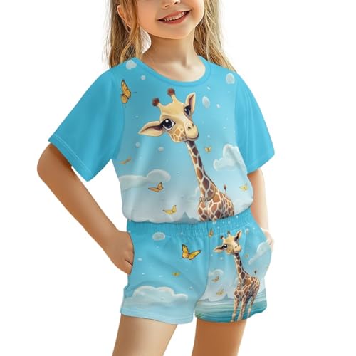 Upetstory Kids Summer Outfti for Girls Boys T-Shirt and Shorts Set Size 3-16