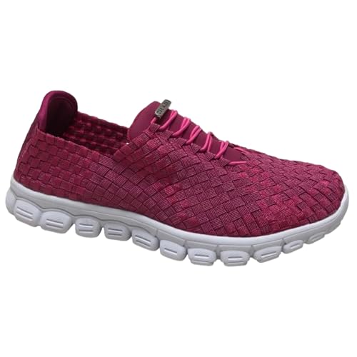 Image of Zee Alexis Women's Danielle Sneakers | Breathable Lightweight Flexible Casual Comfortable Slip-On No-Tie Elastic Laces Woven Shoes
