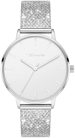 Tamaris Armbanduhr Damen Quarzuhr Analog 36mm, mit Edelstahl Armband, Glitzer, 3 ATM Wasserdicht