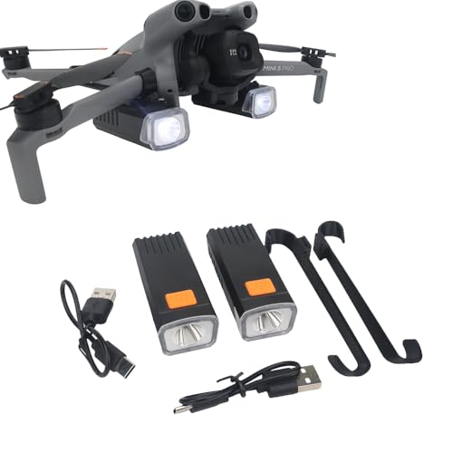 Faro delantero dron luz de búsqueda nocturna para DJI Mini 5 Pro, luz de búsqueda recargable de alto brillo, luz de relleno nocturna eléctrica dual con soporte de montaje, accesorios de luz de
