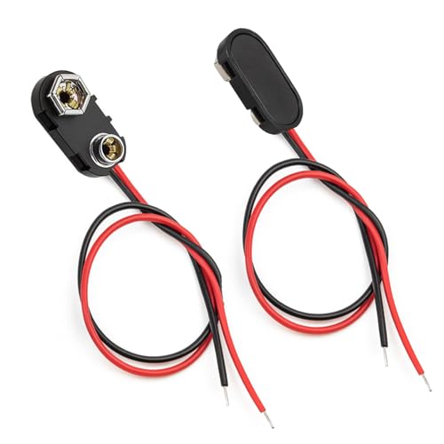 2 Pack 9V Battery Clip Connector Hard Shell for Arduino Electronics, Student Experiment, STEM Projects, and Research (I-Type)