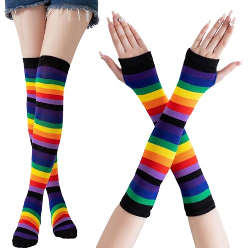 CWENDANER Rainbow High,Overknee Strümpfe Damen Mädchen Socks