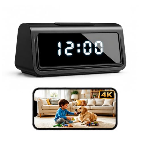 4K Indoor Security Camera Smart Clock Hidden Camera with 150 Wide Angle