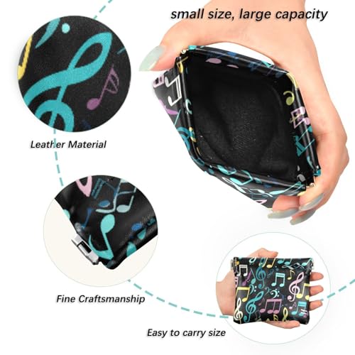 Musical Notes Pattern Coin Purse Leather Pouch Change Purse, Squeeze Coin Pouch for Cards, Keys & Lipsticks, Unisex2