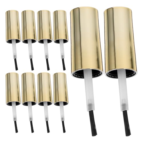 POPETPOP Tapas de Botellas de Esmalte de Uñas con Pincel 10 Piezas Capacidad 10 Ml Color Dorado Repuestos para Esmalte Gel Accesorios para Manicura en Salones y Uso Doméstico