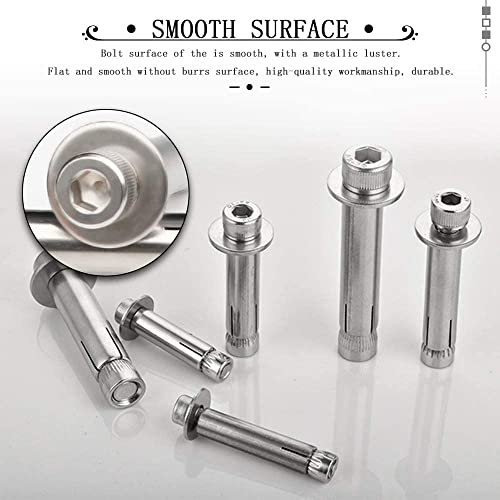 Expansion Bolts, Expansion Sleeve Anchor Screw Bolts,Outdoor Shield Anchor - Expansion Screw Anchor Bolts M8*50-120 6pcs - Image 3