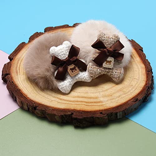 Cute Hair Scrunchies For Girls, Plush Furry Elastic Hair Scrunchy For Thick Hair Ponytail Holder (Brown Tie Bear) #TOP4