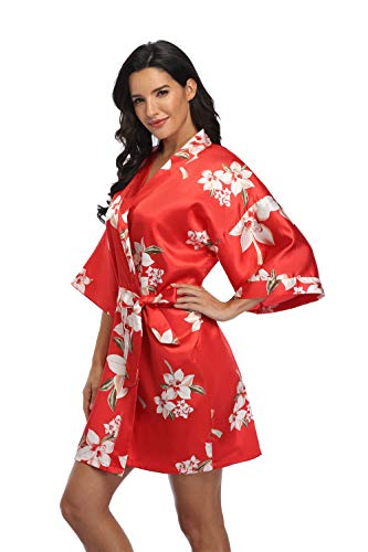 Image of Women's Pure Short Silky Robes Bridesmaid Bride Party Satin Robes Sleepwear