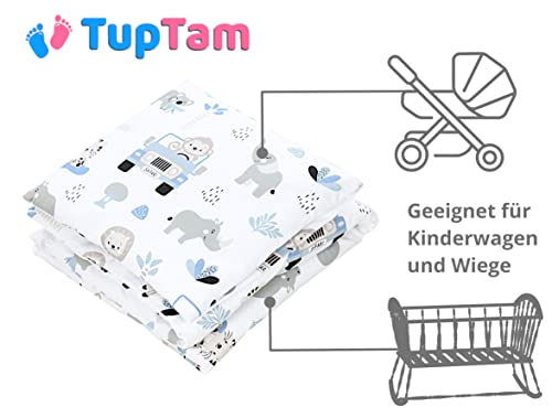 TupTam Baby Crib Pram Bedding Set Duvet Pillow - 4 pieces, Zoo Blue, 80x80 cm - Image 3