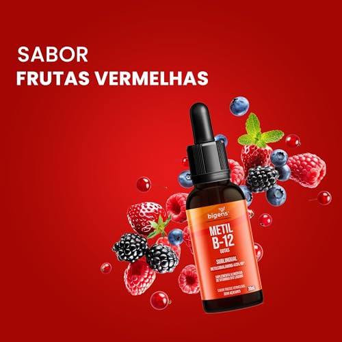 Metil B-12 vegan vitamin gotas liquida, Metilcobalamina 413% VD sublingual, sabor frutas vermelhas,