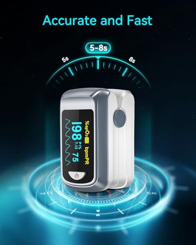 HealthTree JKS50B Fingertip Pulse Oximeter Blood Oxygen Saturation Monitor Pulse Ox, Heart Rate and Fast Spo2 Reading Oxygen Meter with OLED Screen Included Lanyard and 2 X AAA Batteries - Image 4