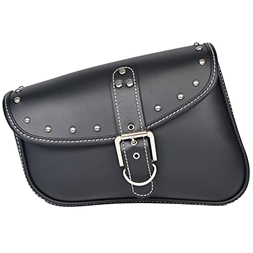 QJBOMTO Motorcycle Saddle Bags Side Bags - Saddlebags Softail Pvc Leather for Harley Sportster Waterproof,Side Tool Bag,Universal Storage Tool Bag for Motorbike,fork bag,swing bag(Left Side)