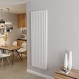 White Vertical Radiator Oval Double Panel Designer Tall Radiators 1800x590mm Central Heating Radiators