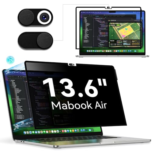 Privacy Screen Protector Compatible with MacBook Air M2 13.6 Inch (2022 Release), Easy On/Off Removable Anti Spy Blue Light Glare Shield Film Laptop Privacy Filter for Apple Mac Air 13\" M2 (A2681)