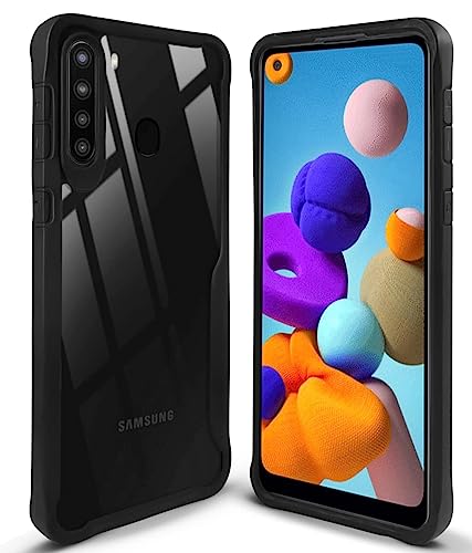 Image of Jkobi Back Cover Case for Samsung Galaxy A21 (Shockproof with Polycarbonate Clear Panel | Professional Black)
