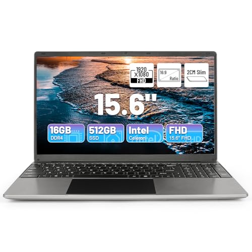 Anna Bella Laptop, 15.6 Inch Intel Celeron N5095 Quad-Core Processor up to 2.9Ghz, 16GB DDR4 512GB SSD Laptops,2.4/5G WiFi, Bluetooth 4.2,Mini HDMI,2xUSB 3.0,Type-C