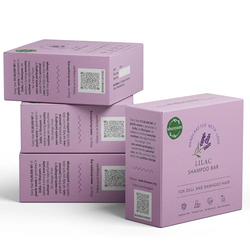 Image of Shunyam Shampoo Bar for Dull Hair - Coconut Oil, Lavender & Eucalyptus, Glycerine | Nourishing, Natural Hair Care, Vegan, Eco Friendly | Lilac | 70g