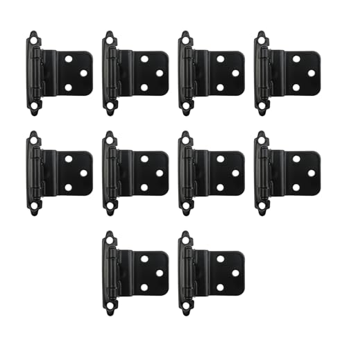 Sscon 10 Pack Overlay Cabinet Hinge Semi-Concealed Hinges Self Closing Cabinet Door Hinges for Kitchen Cabinets Furnitured(Black)
