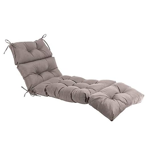 QILLOWAY Indoor/Outdoor Chaise Lounge Cushion,Spring/Summer Seasonal All Weather Replacement Cushions. (Tan/Grey)