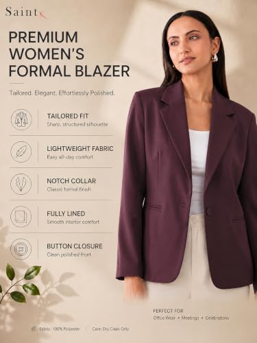 Image of SaintX Women's Premium Formal Blazer | Fully Lined | Regular Fit | 4-Way Stretchable Ultra-Light Fabric | Fashion-Forward | Office /Meetings (WB01)