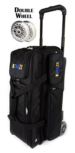 KAZE SPORTS Deluxe 3 Ball Bowling Roller with Double Wheels, Black