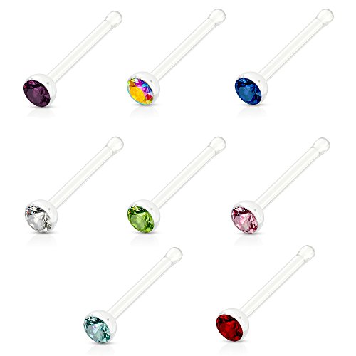 Preisvergleich Produktbild PunkJewelry Piercing Nasenpiercing Nasenstecker Bioflex 8er Set Bioflex (Flexibler Kunststoff)