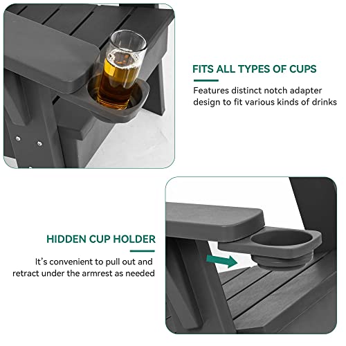 Yitahome Adirondack Chair With Cup Holder Weather Resistant Resin Adirondack Chairs For Outdoor Garden Lawn Yard Garden Patio Deck Fire Pit #TOP5