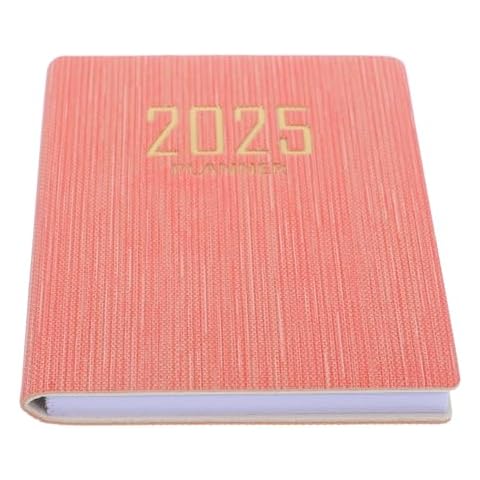 SHINEOFI 2025 Planner Notebook Mini Daily Schedule Notepad Mini Agenda Pocket Notepad Portable Academic Year Diary Planner Calendar Book for Stationery Office School Supplies, P-ink Cover