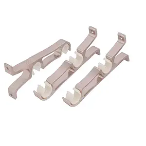 ELECTROPRIME 22mm Aluminium Double Groove Wall Mounted Drapery Curtain Rod Bracket 3pcs