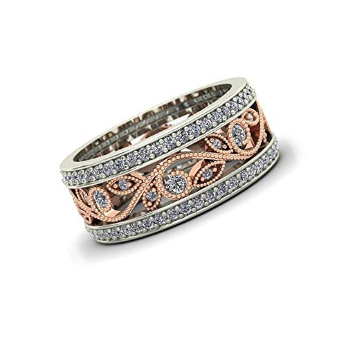 925 Sterling Silver Shiny Full Diamond Ring 18K Rose Gold Cubic Zirconia Rings CZ Diamond Multi Row Ring Eternity Engagement Wedding Band Ring for Women TZ.25 (US Code 10)3