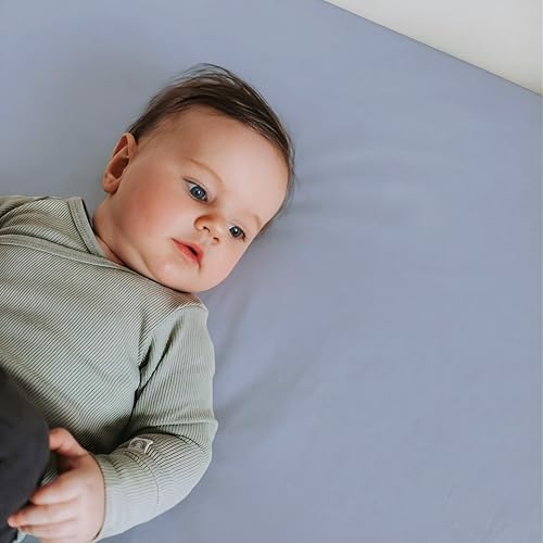 Image of Crib Sheets for Boys & Girls - 2 Pack Fitted Baby Crib Sheets Neutral for Standard & Toddler Bed Mattress - Buttery Soft Organic Cotton Blend (Stillwater Pond)