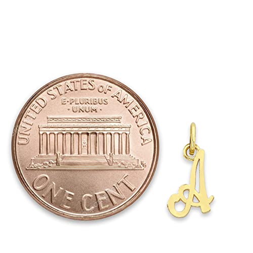 Solid 14k Gold Initial Charm Available in A-Z, Tiny Cute Letter Jewelry3