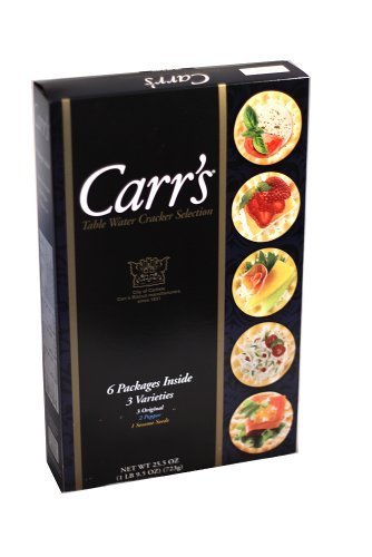 3 X Carr's Table Water Cracker Selection, 6 Packages of 3 Varieties Inside, 1lb 9.5 oz. Box