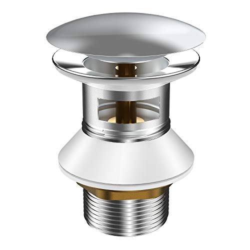 Rovtop Válvula de Drenaje Universal - Valvula Lavabo Dispositivo Antibloqueo Emergente, Junta de Cobre Puro y Silicona, Acero Inoxidable, Utilizado para Lavabo y Desagüe