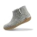 Produktbild GLERUPS Damen und Herren Indoor und Outdoor Hausschuhe mit Gummisohle (Grau) | Bequeme Slipper-Stiefel für Damen und Herren | Kuschelige Herren und Damen Stiefelpantoffeln