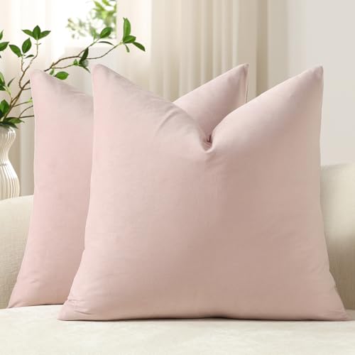 DEZENE Throw Pillow Covers 18x18 Light Pink: Pack of 2...