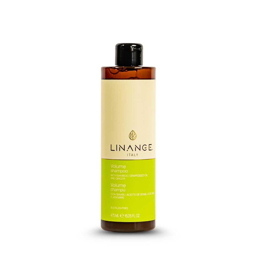 LINANGE Volume Shampoo with Bamboo, Grapeseed Oil & Ginger Extracts for Chemically Treated Hair | Revitalizing & Hydrating Shampoo - 475ml / 16.05 oz.