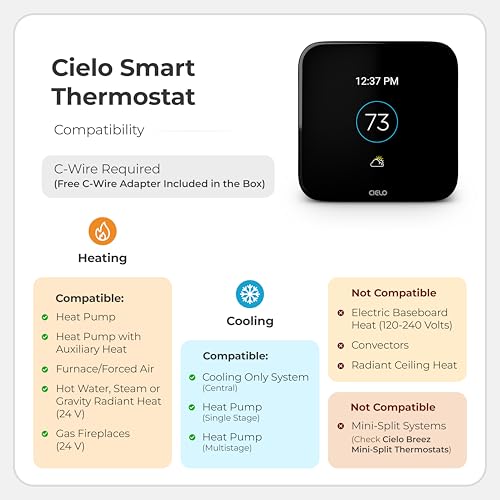 Cielo-Smart-Thermostat-Supports-Conventional-Systems-up-to-2H2C-Heat-Pumps-4H2C-Alexa-Google-Siri-Shortcuts-SmartThings-IFTTT-Touchscreen-Color-Display-Free-C-Wire-Adapter Cielo Smart Thermostat Supports Conventional Systems up to 2H2C Heat Pumps 4H2C Alexa Google Siri Shortcuts SmartThings IFTTT Touchscreen Color Display Free C Wire Adapter