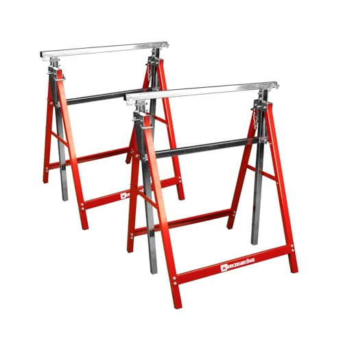 Werkzeugkönig® 2 Stück Arbeitsbock Gerüstbock Untergestell höhenverstellbar 80-130 cm zusammenklappbar bis 200 kg belastbar