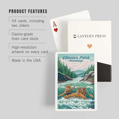 Lantern Press Glacier Park Montana Baraja Poker 52 Cartas miniatura 3
