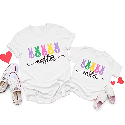 T-shirt à manches courtes de Pâques pour femmes et enfants