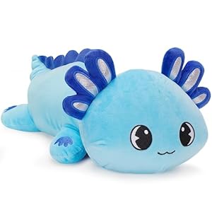 Officygnet Axolotl Plush, 13″ Soft Stuffed Animal Plush Toy, Cute Axolotl Plushies Pillow, Kawaii Plushies Dolls for Kids, Blue Axolotl Gift for Girls Boys