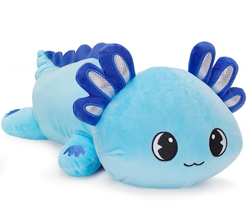 Image of Officygnet Axolotl Plush, 13" Soft Stuffed Animal Plush Toy, Cute Axolotl Plushies Pillow, Kawaii Plushies Dolls for Kids, Blue Axolotl Gift for Girls Boys