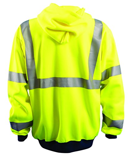 OccuNomix LUX-SWT3HZ-Y4X Premium Wicking Full Zip Hoodie Sweatshirt, Class 3, ANSI, Yellow (High Visibility), 4X-Large - Thumbnail 2