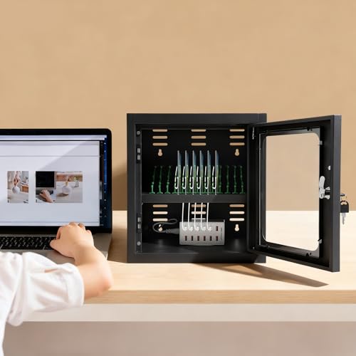 Image of 12-Device Charging Station, Charging Cabinet for Cellphones, Rechargeable Cellphone Locker Storage Charging Station, Locking and Charging Phone Storage Box, Cell Phone Charging Box