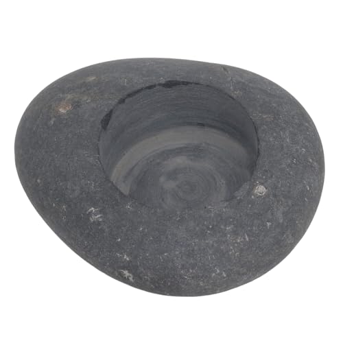 Sxhlseller Bougeoir en Galets Fait à la Main, Support de Bougie Chauffe-Plat en Pierre Décorative pour Mariage ou Décoration Intérieure, Base Compacte en...