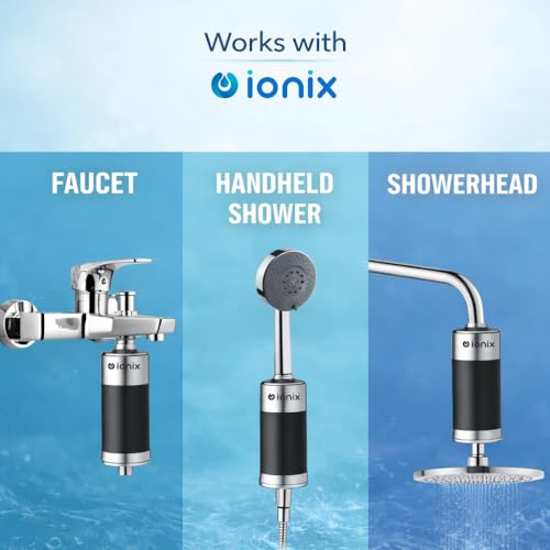Image of IONIX Tap Filter For Hard Water | Bathroom Hard Water Softener Filter with Universal Faucet Fit & Metal Adaptors, Reduces Chlorine, Sediment & Hard Impurities for Daily Water Use