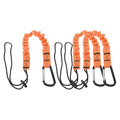 Image of MECCANIXITY Retractable Tool Lanyard 2ft with Single Aluminum Buckle and Adjustable Loop End, Maximum Weight Limit 10KG / 22lb, Safety Fall Protection Tools Leash, Orange 3 Pack