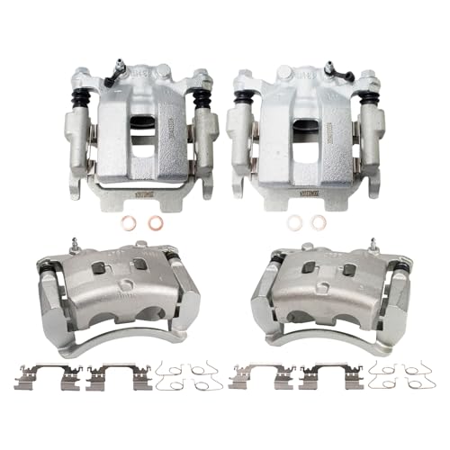 Image of TRQ Front and Rear Brake Caliper Set Zinc Coated Brackets Compatible with 2014-2018 Infiniti Q50 2017-2018 Q60