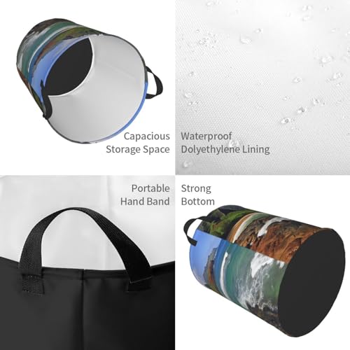 Panier à linge imperméable pliable avec motif bord de mer